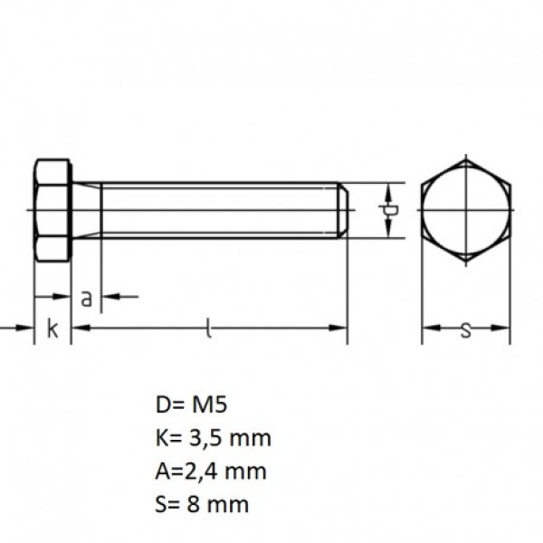 Болт M5 із шестигранною головкою